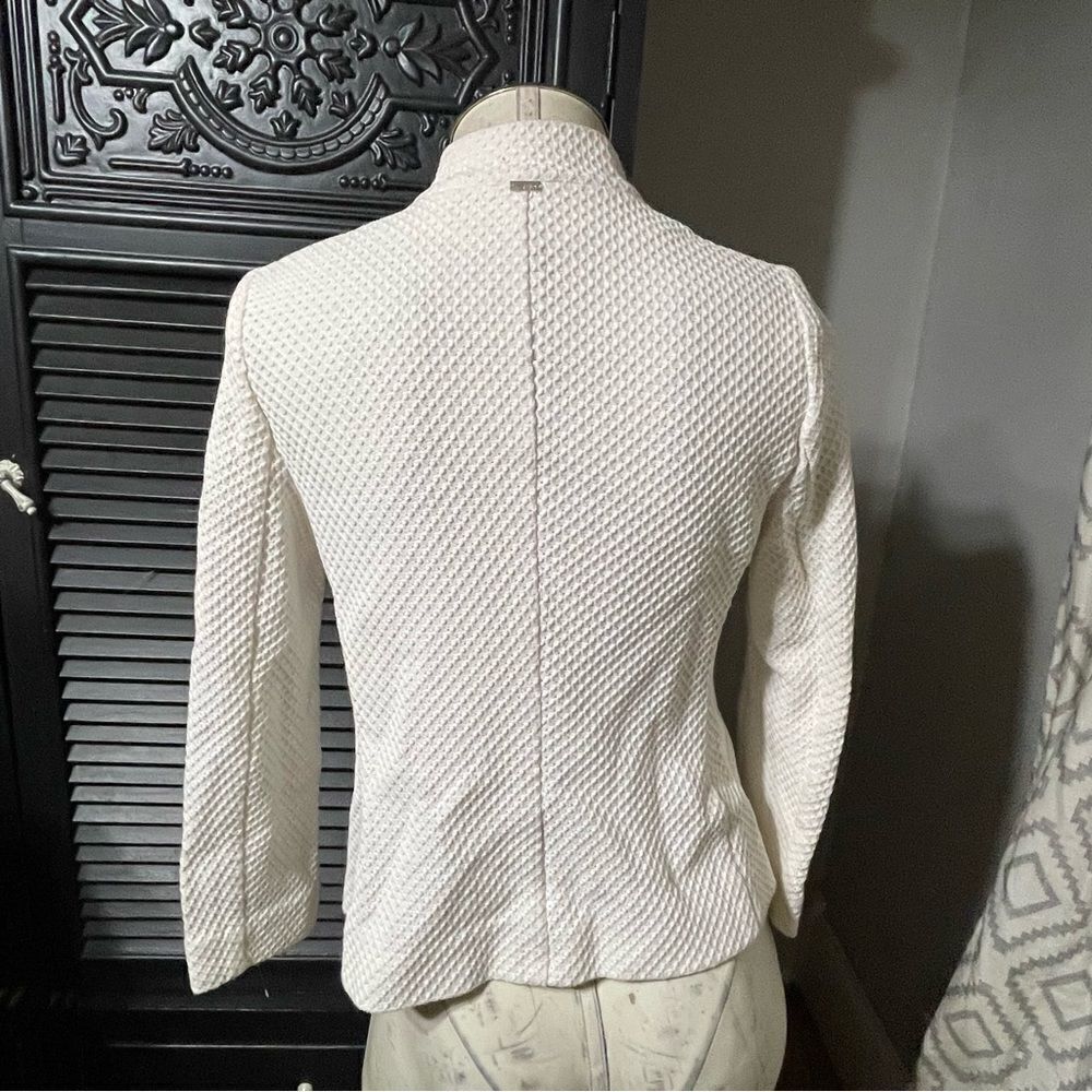 ESCADA SPORT Vintage White Waffle Knit Fitted Blazer Jacket Stand Up Collar XS - Picture 5 of 10